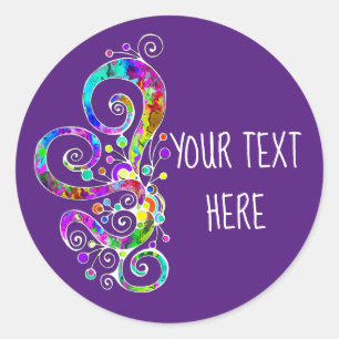 Spiral Heart Hand Painted Design 2 Classic Round Sticker