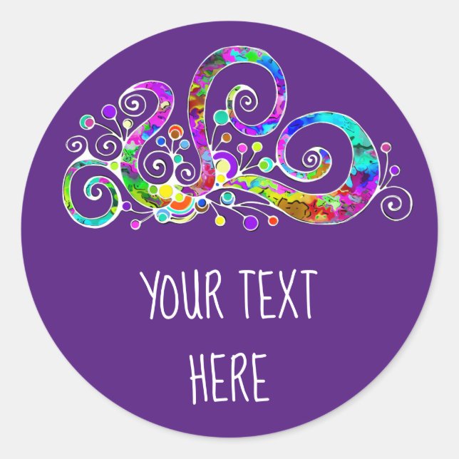 Spiral Heart Hand Painted Design 2 Classic Round Sticker (Front)