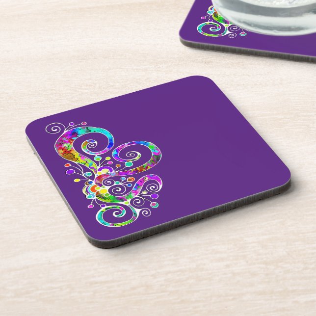 Spiral Heart Hand Painted Design 2 Coaster (Left Side)