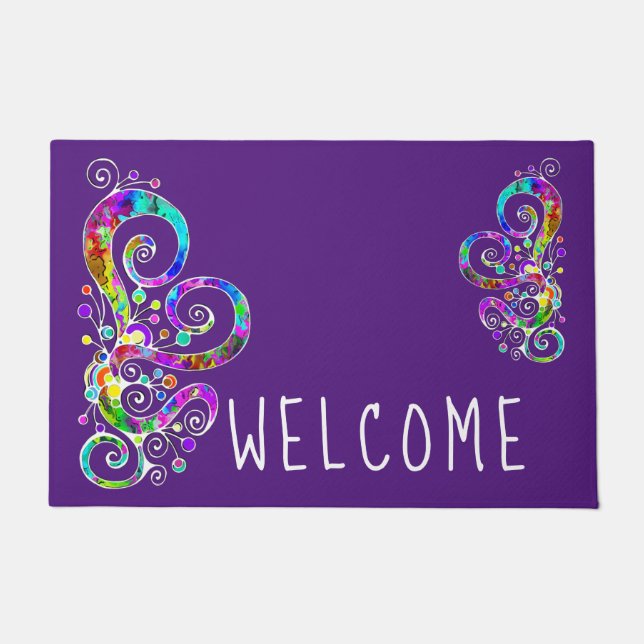 Spiral Heart Hand Painted Design 2 Doormat (Front)