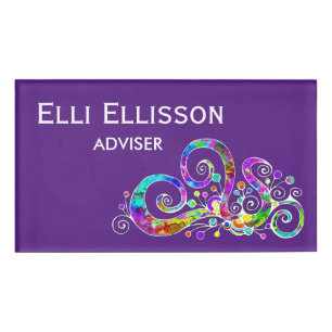 Spiral Heart Hand Painted Design 2 Name Tag