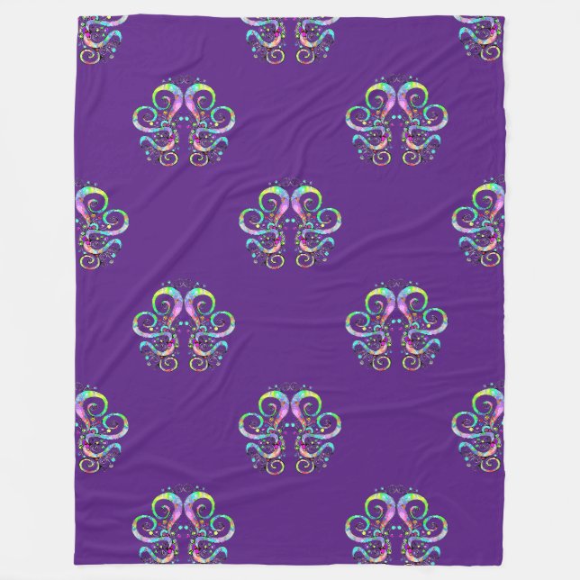 Spiral Heart Hand Painted Design 3 Fleece Blanket (Front)