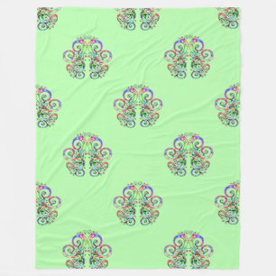 Spiral Heart Hand Painted Design 4 Fleece Blanket