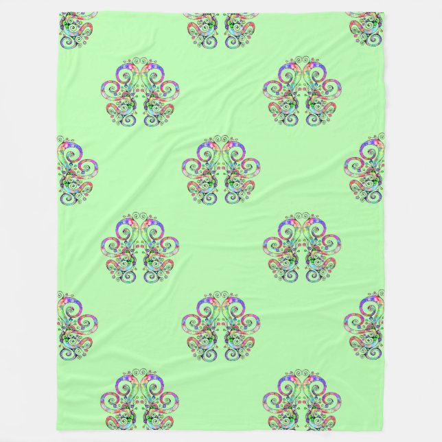 Spiral Heart Hand Painted Design 4 Fleece Blanket (Front)