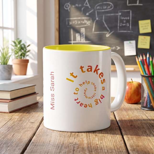 Spiral Heart Teacher Coffee Mug - Personalizable (Creator Uploaded)