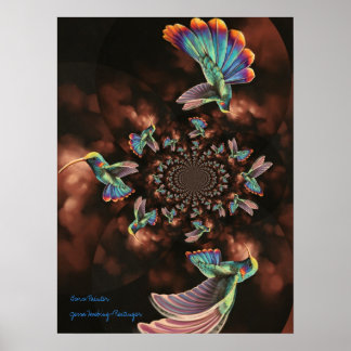 Spiral Hummingbird Poster