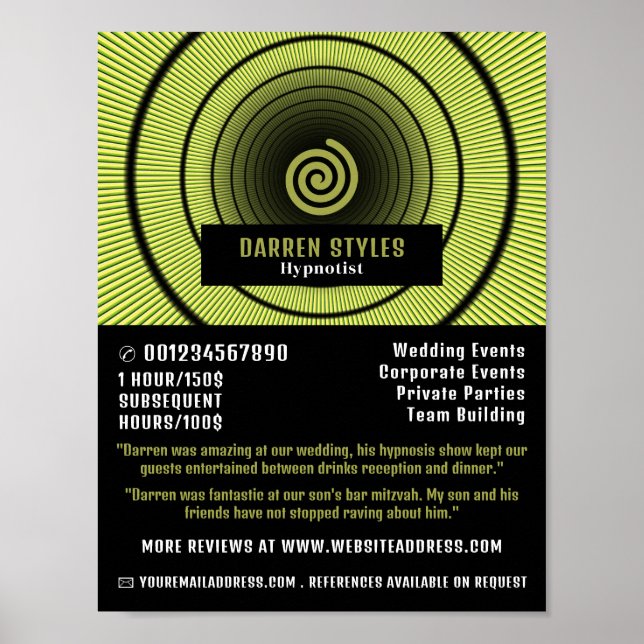 Spiral Hypnosis, Hypnotist Event Entertainer Poster (Front)