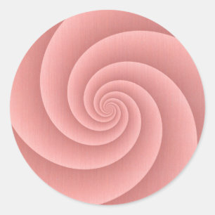 Spiral in PinkCoral Brushed Metal Texture Print Classic Round Sticker