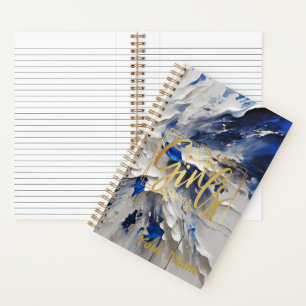 Spiral journal A5 blue and white abstract