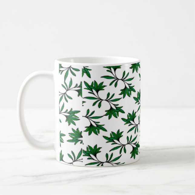 Spiral leafy background coffee mug (Left)