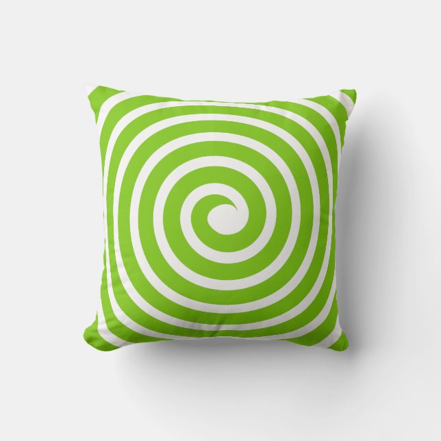 Spiral  -  Martian Green on White Cushion (Front)