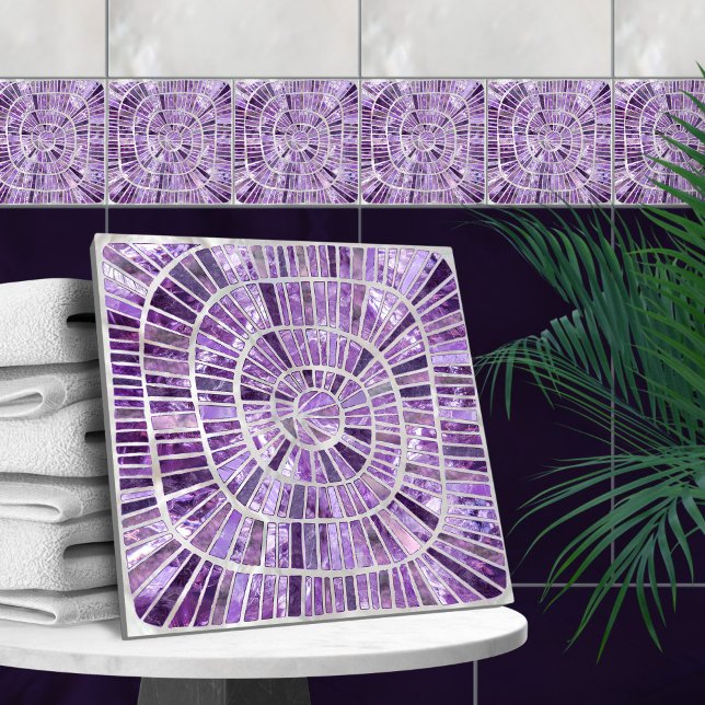 Spiral Mosaic - Amethyst on pearl Ceramic Tile (Creator Uploaded)