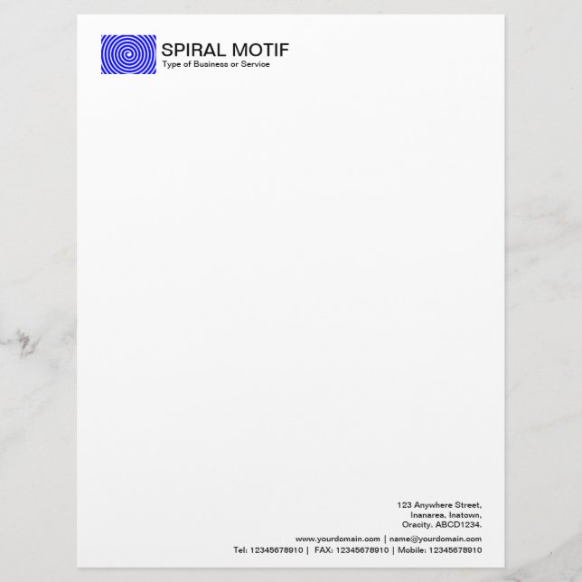 Spiral Motif - Blue Customized Letterhead (Front)