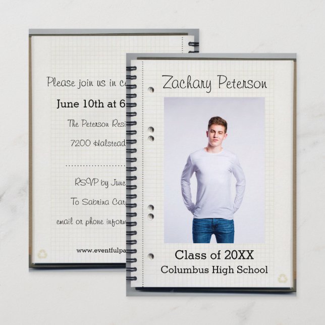 Spiral Notebook - 3x5 Graduation Announcement (Front/Back)
