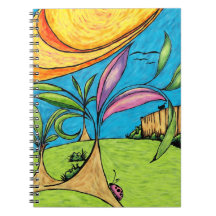 Spiral Notebook, Backyard Summer Fun Doodle