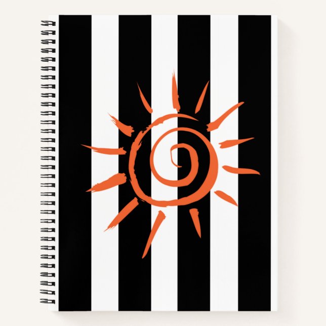 Spiral Notebook Black White Stripe Star (Front)