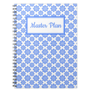 Spiral Notebook Blue tile print