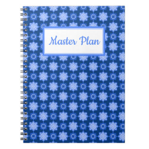 Spiral Notebook Blue tile print