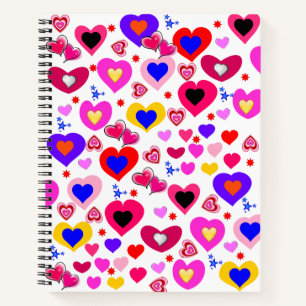 Spiral Notebook Colourful Hearts