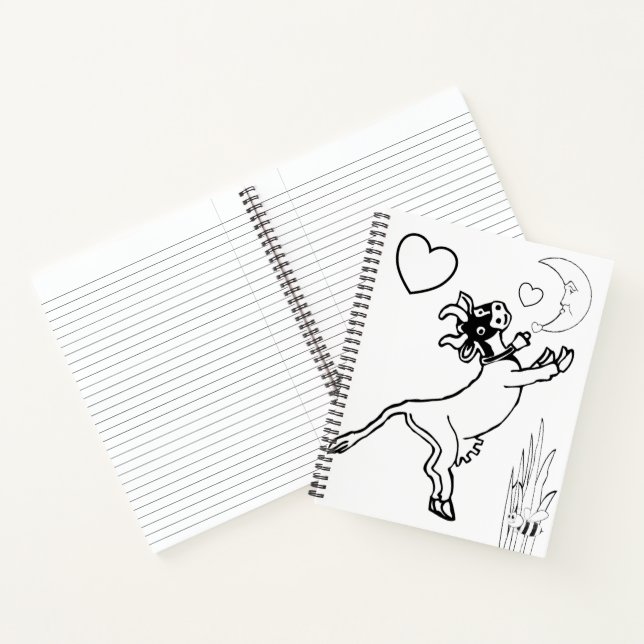 Spiral Notebook Colouring Cow Moon Bumblebee (Inside)