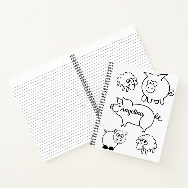 Spiral Notebook Colouring Pigs and Lambs (Inside)