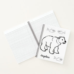 Spiral Notebook Colouring Polar Bear Fish