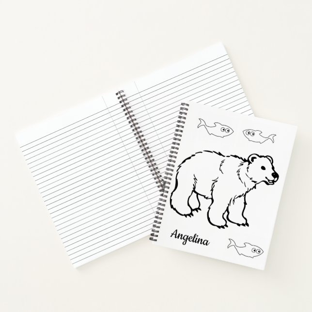 Spiral Notebook Colouring Polar Bear Fish (Inside)