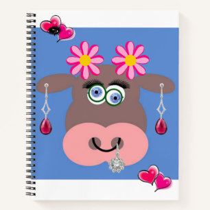 Spiral Notebook Cow Jewellery  Floral