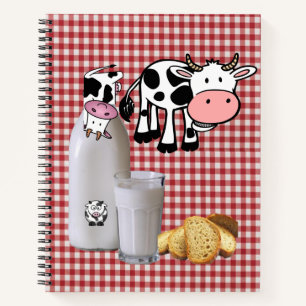 Spiral Notebook Cow Red Plaid Bread