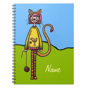 Spiral Notebook, Cute Cat Girl Name Template Notebook