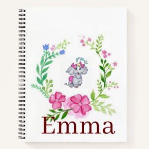 Spiral Notebook Elephant Floral