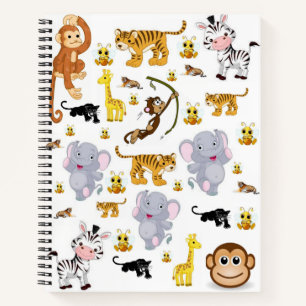 Spiral Notebook Elephant Tiger Monkey