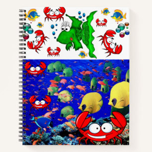 Spiral Notebook Fish Ocean Crab