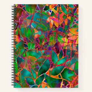 Spiral Notebook Floral Abstract Stained Glass