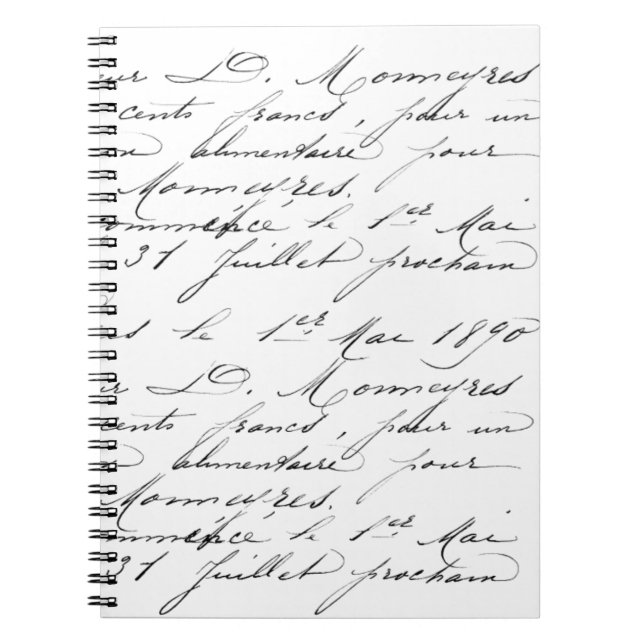 Spiral Notebook - French Handwriting Sample (Front)