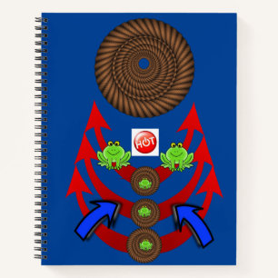 Spiral Notebook Frogs Blue Red Arrows