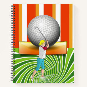 Spiral Notebook Golfer Golf Balls Stripe