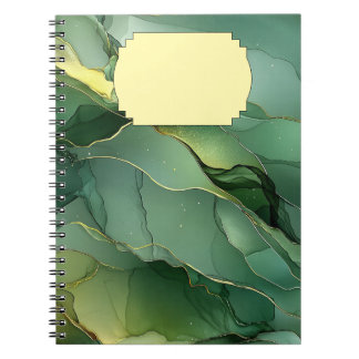 Spiral Notebook Green Gold Marble