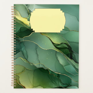 Spiral Notebook Green Gold Marble Planner