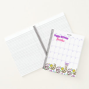 Spiral Notebook Happy Birthday Calendar