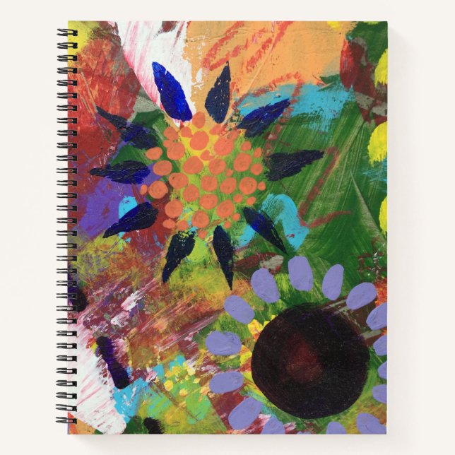 Spiral Notebook in Abstract Flowers Design (Front)