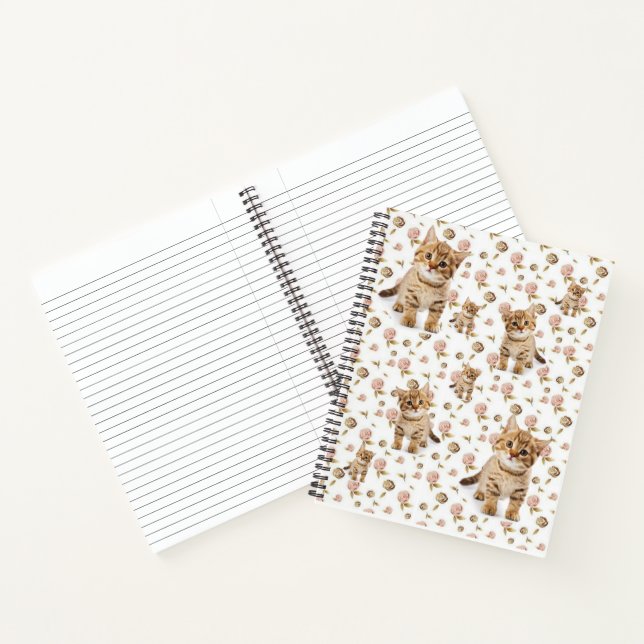 Spiral Notebook Kittens Floral (Inside)