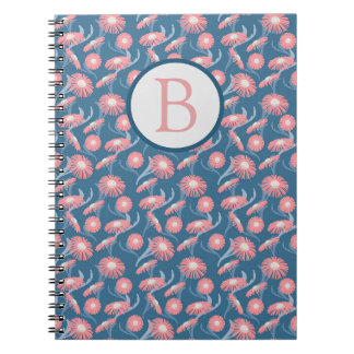 Spiral Notebook Monogram Pretty Pink Flowers