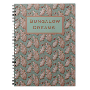 Spiral Notebook Oak leaf tile print