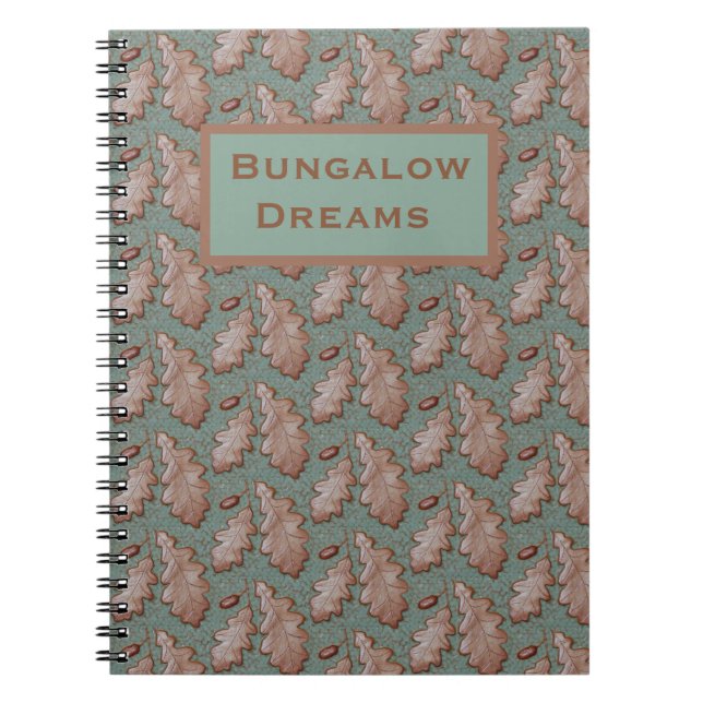 Spiral Notebook Oak leaf tile print (Front)