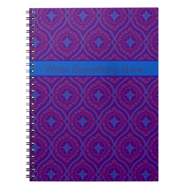 Spiral Notebook or Journal: Purple, Blue Pattern (Front)
