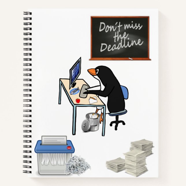 Spiral Notebook Penguin Deadline (Front)