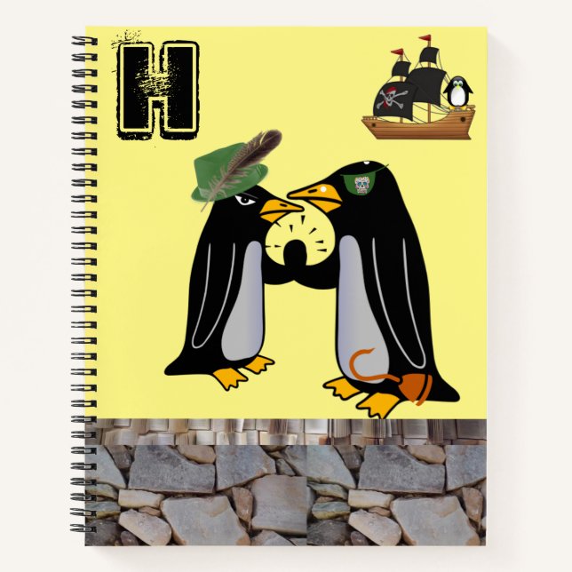 Spiral Notebook Penguin Pirate Ship (Front)