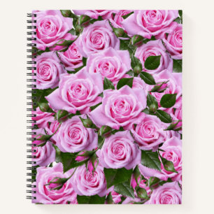 Spiral Notebook Pink Roses Floral