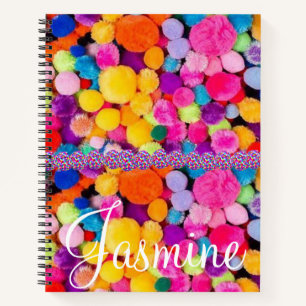 Spiral Notebook Pom Poms